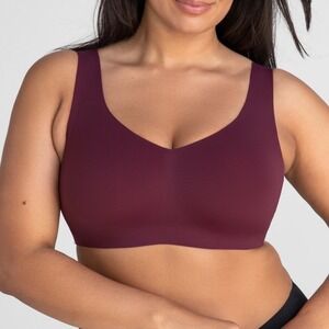 Honeylove V-Neck Purple Supportive Bra Womens Size 1X Style LWBR0101 Maroon Love